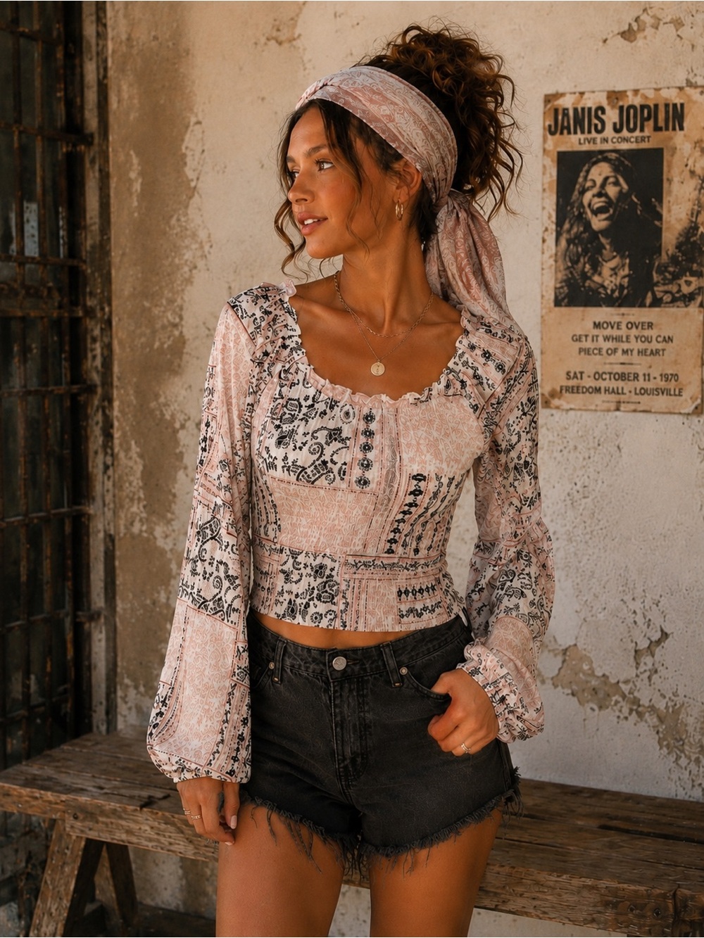 American Rag Smocked Patchwork Peasant Blouse | Free People Inspired Boho Top